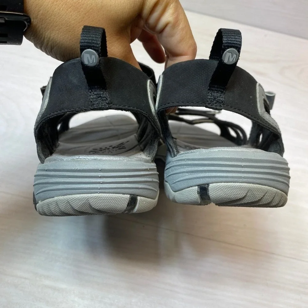 Merrell Womens 9 Sport Sandals Siren Black Grey Vibram Hiking Outdoor Strappy